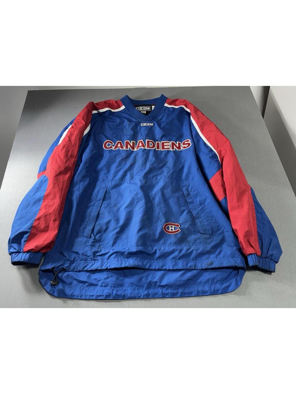 Vintage CCM Montreal Canadiens NHL Full Zip Windbreaker Track Jacket Mens Sz M